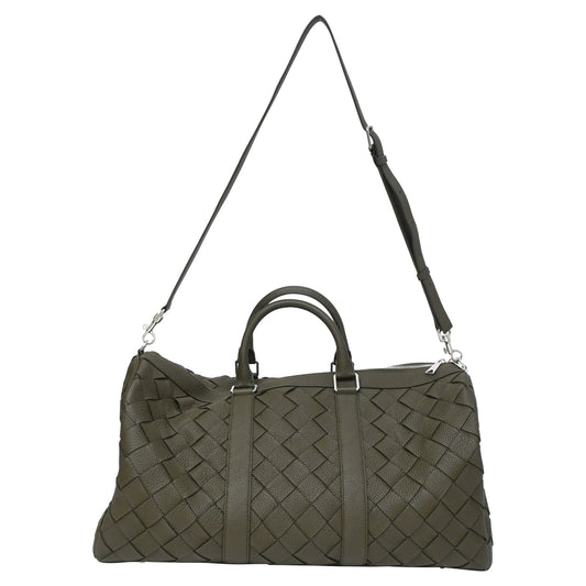 Luxury Bottega Veneta Intrecciato Cabin Duffle Bag in Olive Calf Leather