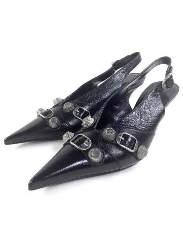 Luxury Balenciaga Cagole Slingback Heels Black