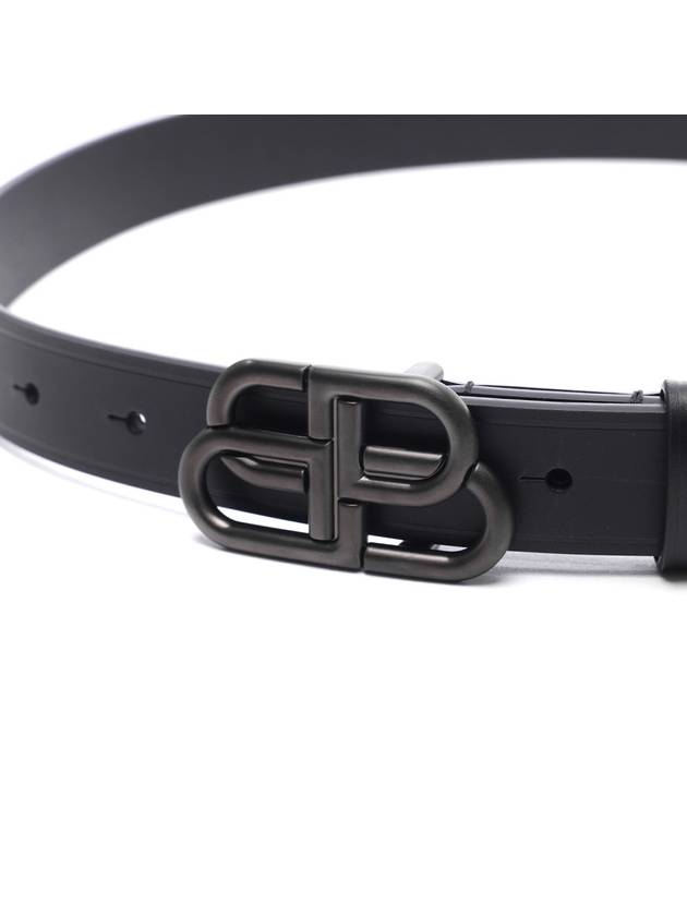 Luxury Balenciaga BB Logo Thin Calfskin Belt Black