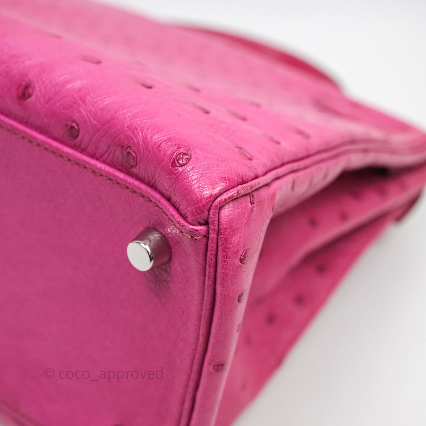 Hermes Kelly 32 Fuchsia Ostrich Palladium Hardware