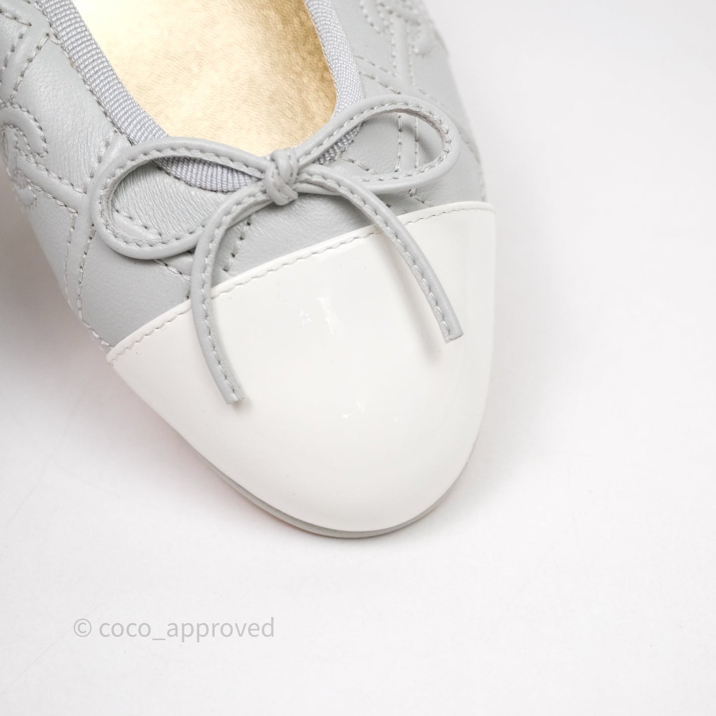 Chanel CC Quilted Grey Ballerina Flats Size 39