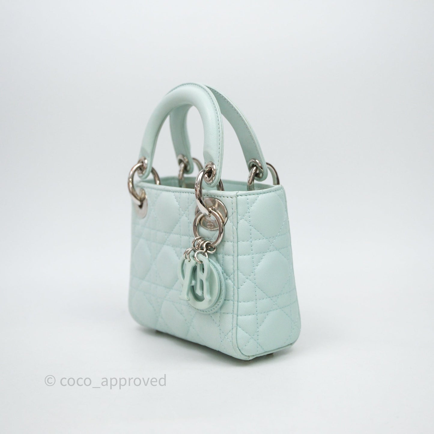 Christian Dior Mirco Lady Dior Cannage Calfskin Light Green Matte