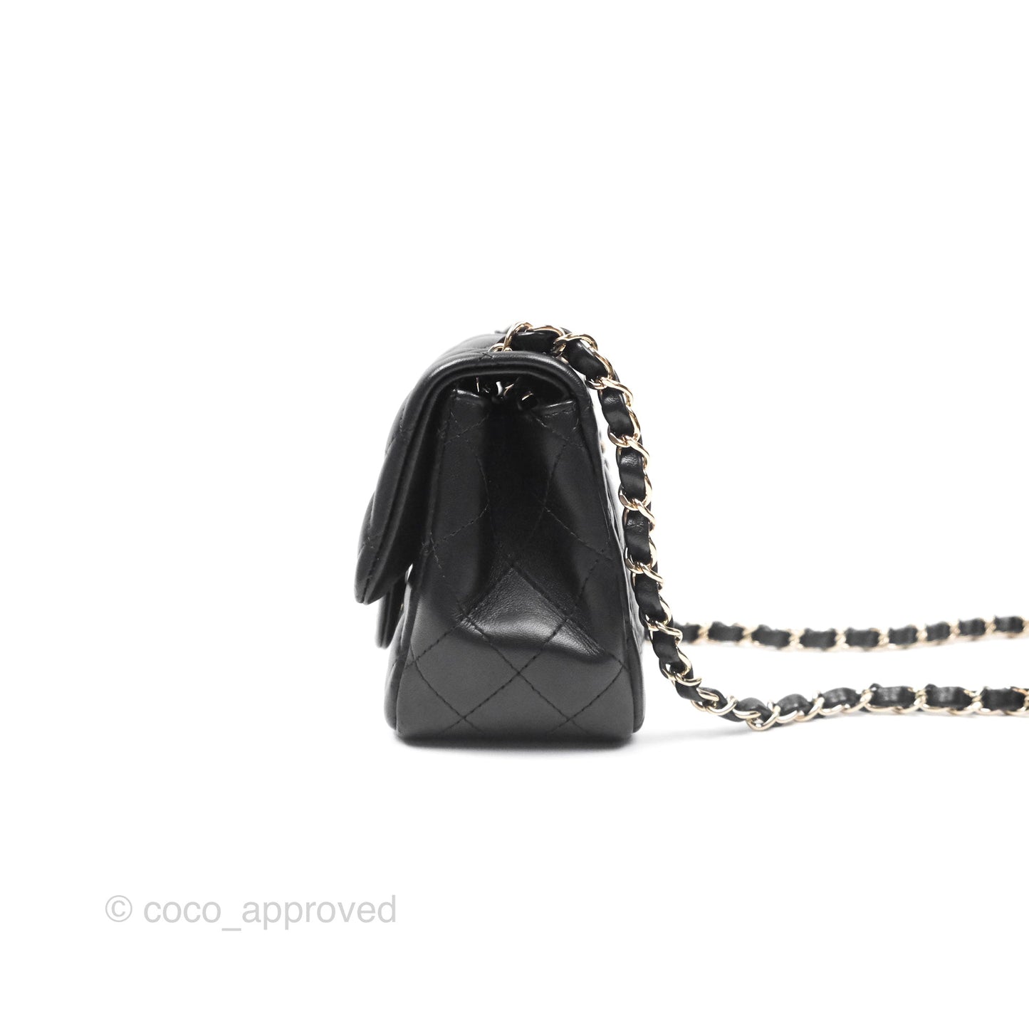 Chanel Quilted Mini Square Flap Black Lambskin Gold Hardware