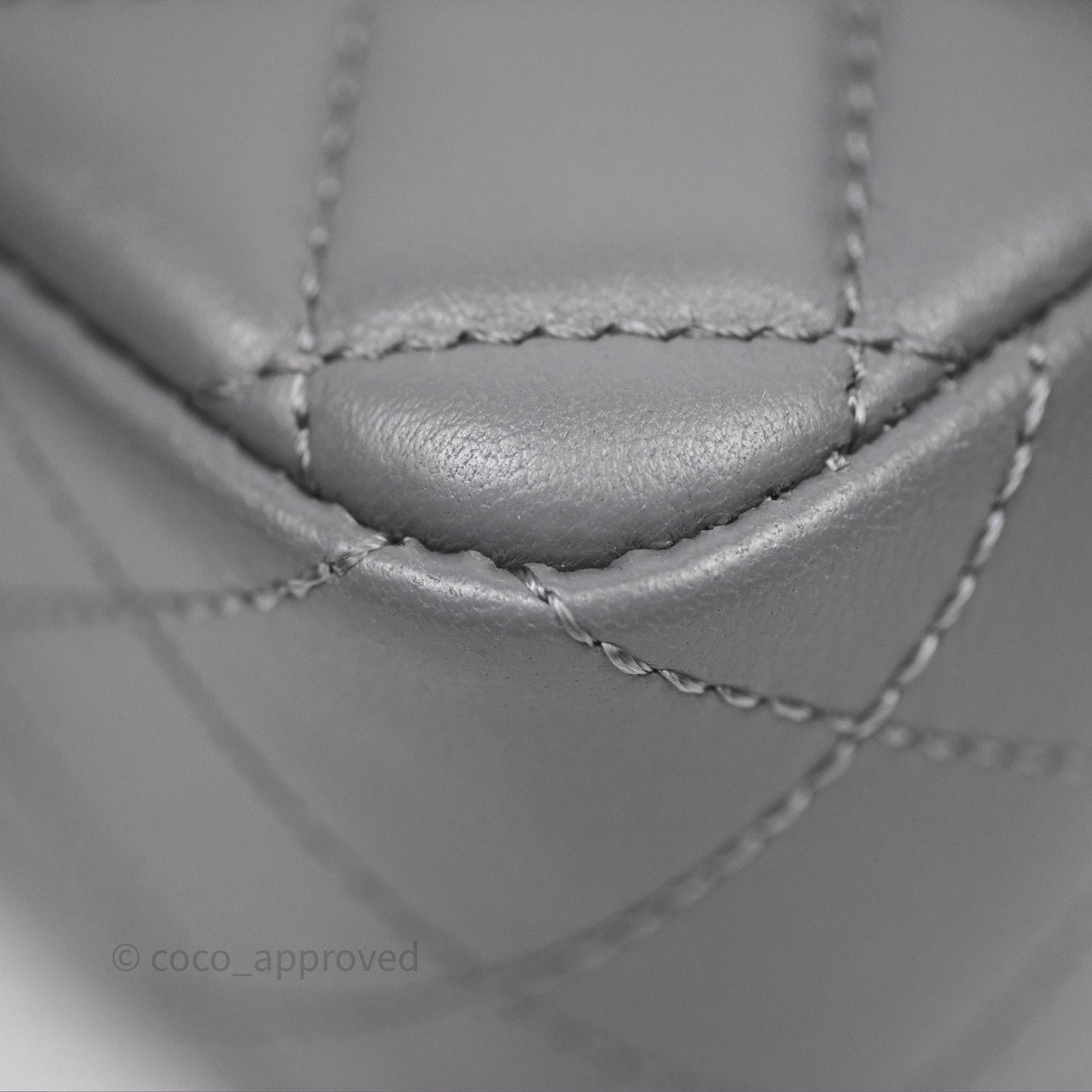 Chanel Top Handle Mini Rectangular Flap Grey Lambskin Gold Hardware