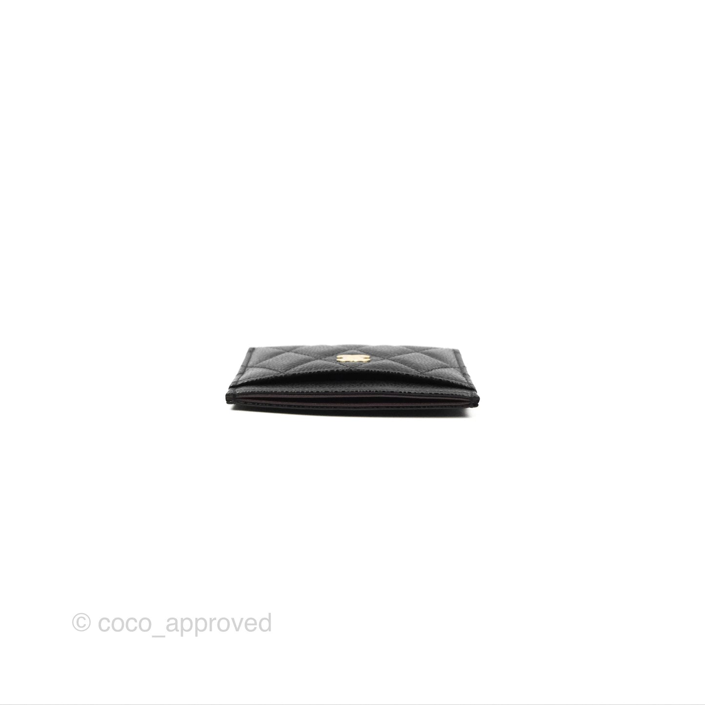 Chanel Classic Flat Card Holder Black Caviar Gold Hardware