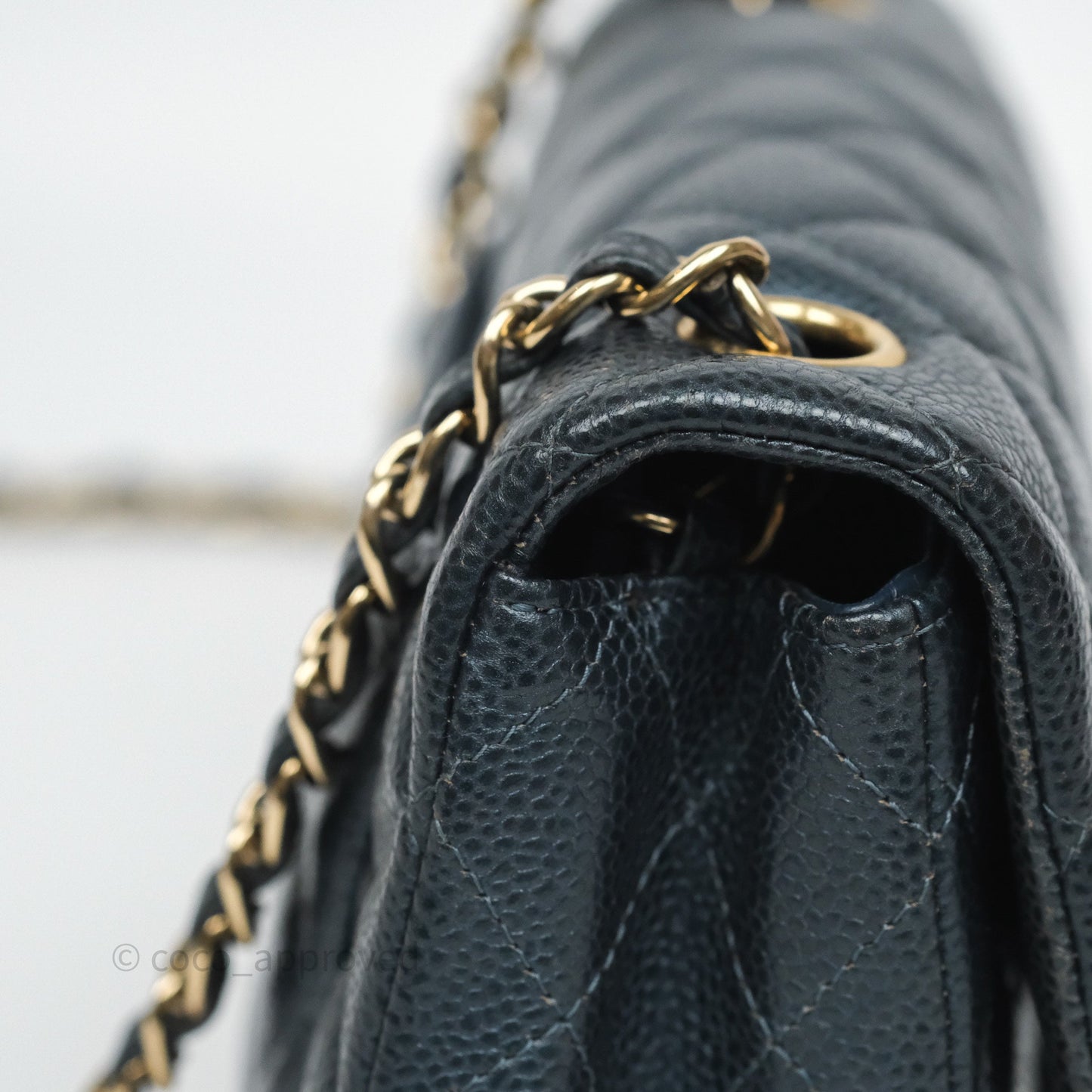 Chanel Mini Rectangular Quilted Iridescent Teal Caviar Gold Hardware