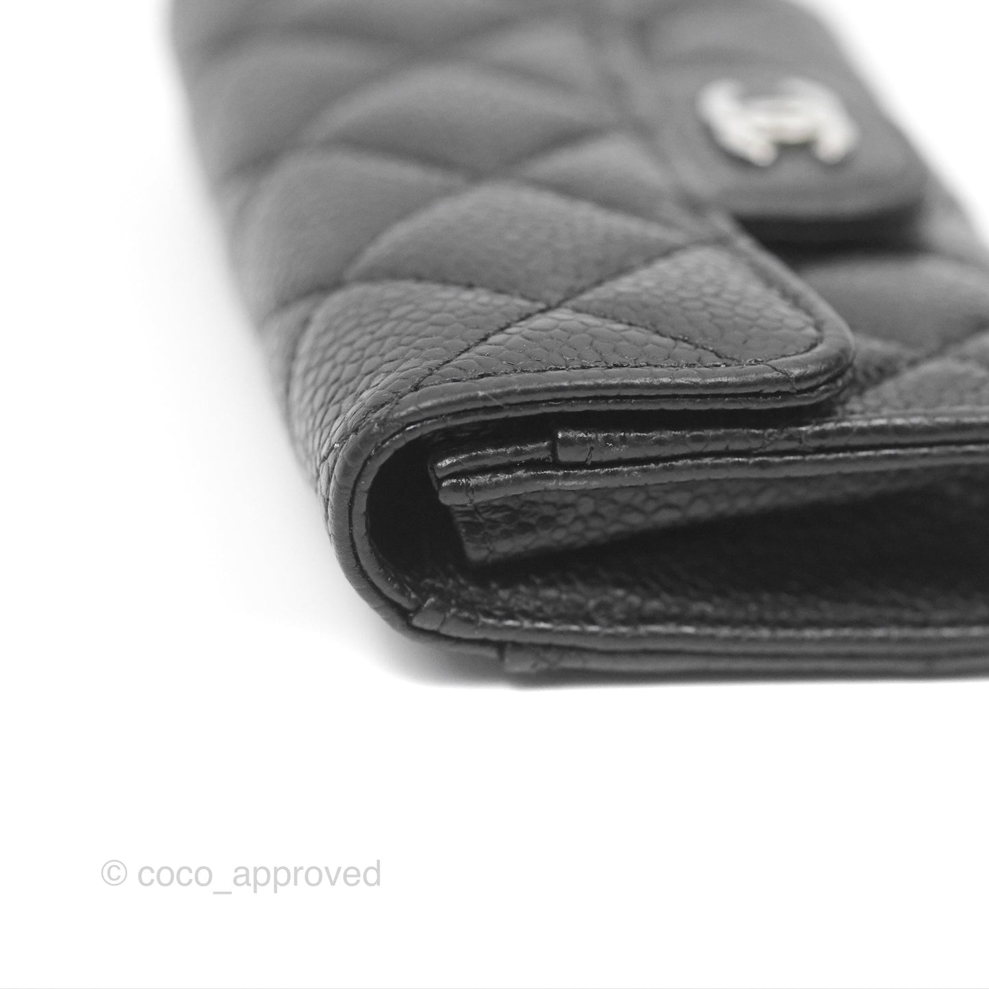 Chanel Quilted Flap Card Holder Black Caviar Silver Hardware