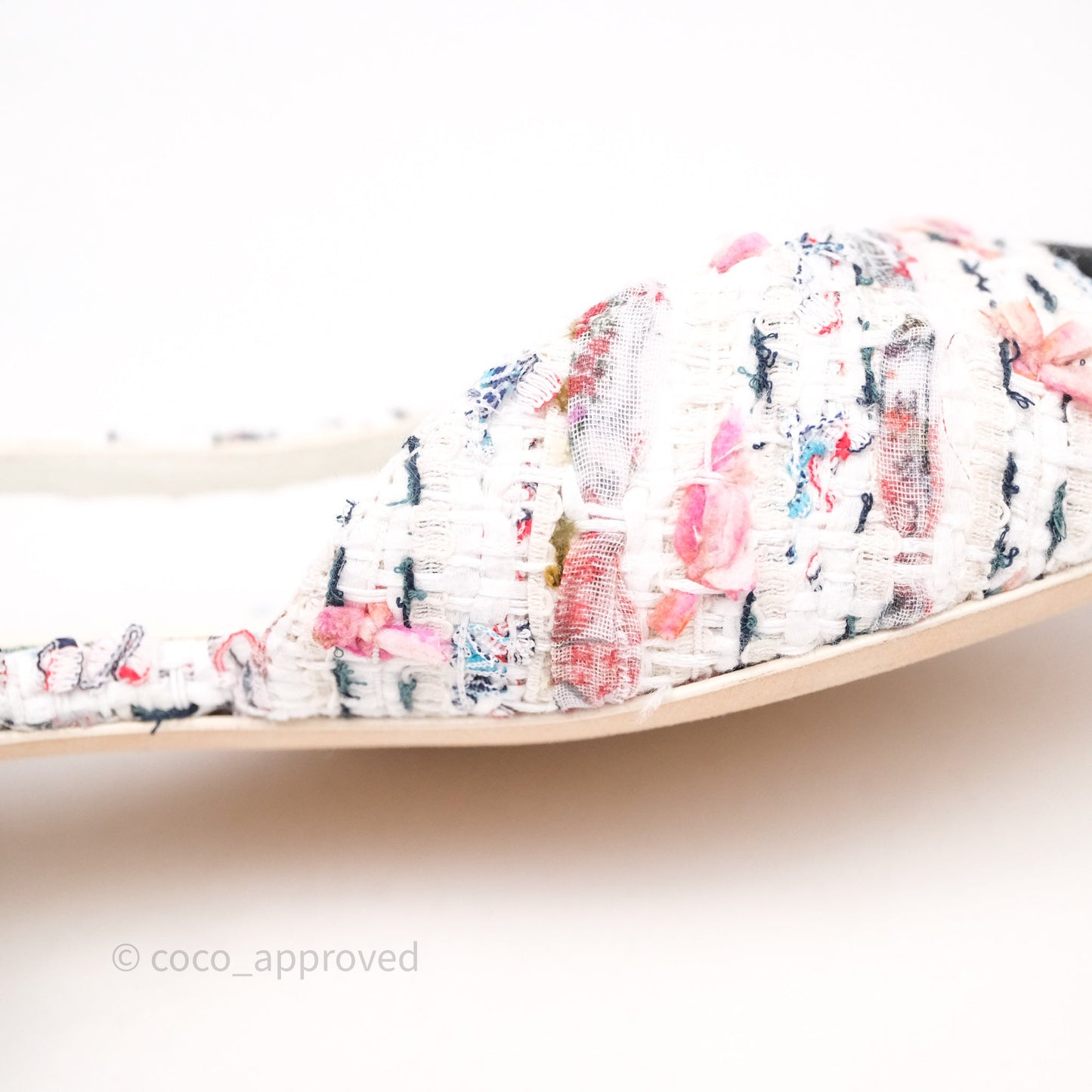 Chanel CC Slingback Flats Pink Tweed Size 39