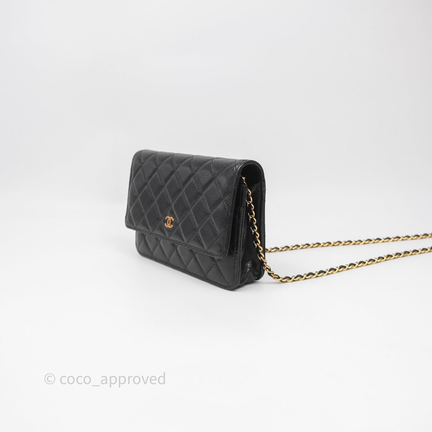 Chanel Quilted WOC Black Caviar Gold Hardware