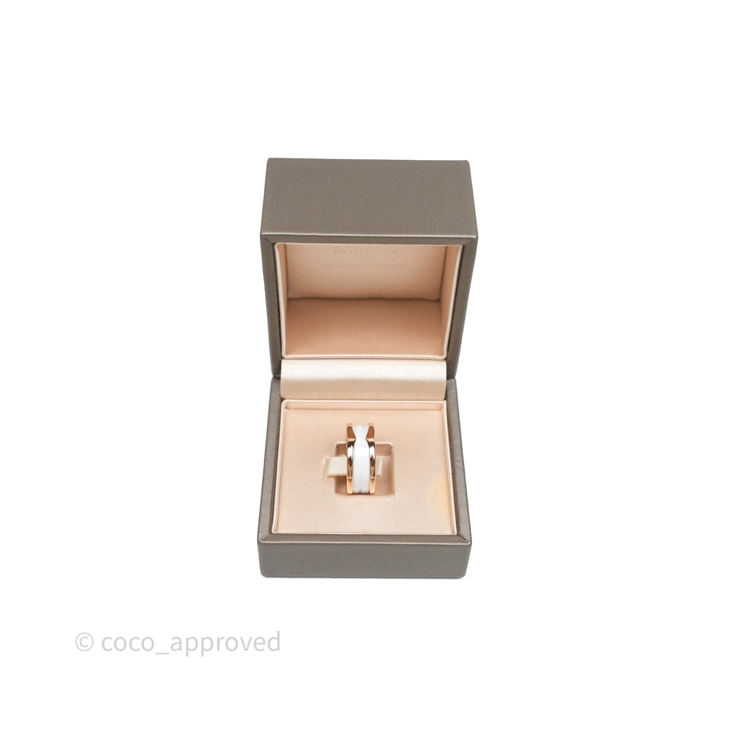 Bvlgari B.Zero1 Two-Band Ring White Ceramic Spiral 18K Rose Gold Size 51