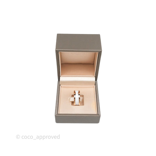 Bvlgari B.Zero1 Two-Band Ring White Ceramic Spiral 18K Rose Gold Size 51