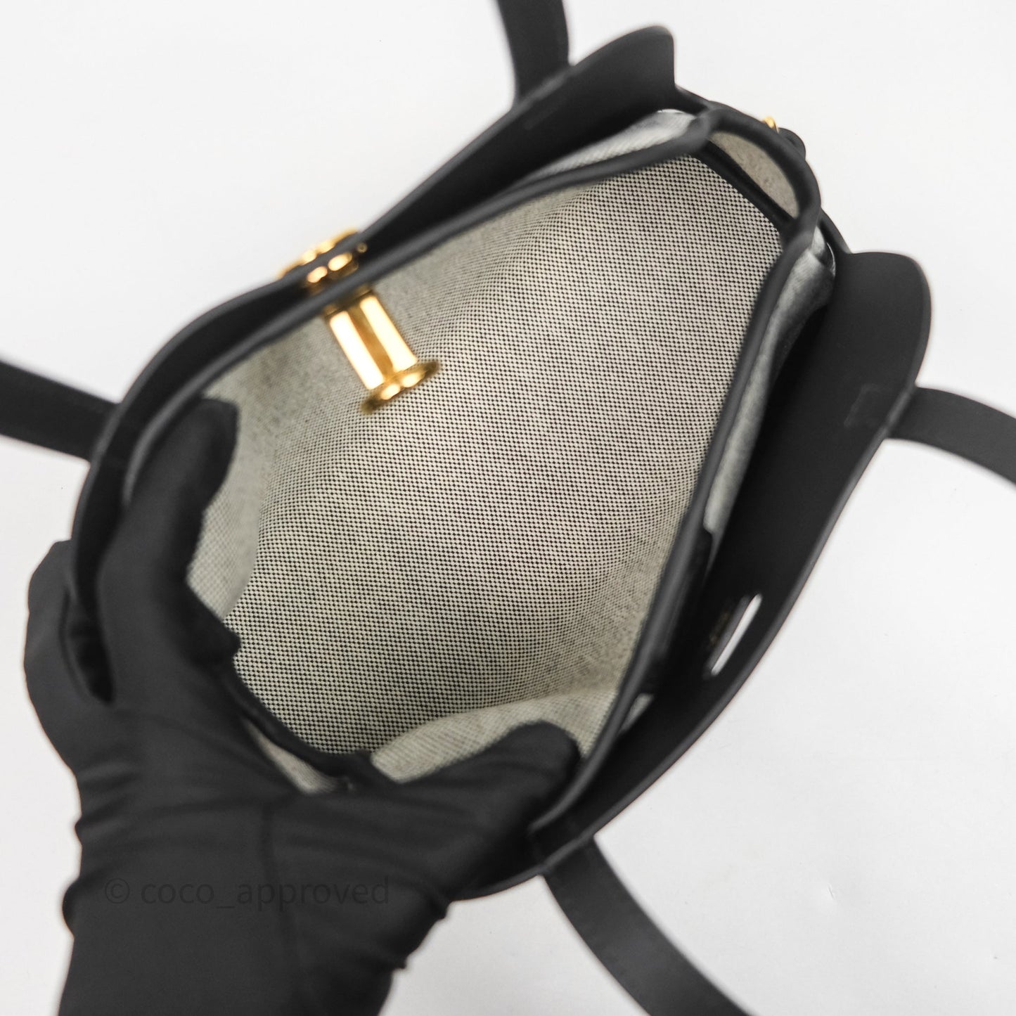 Hermès Tablier Sellier Noir 89/Ecru Swift Calfskin/H canvas Bag Gold Hardware