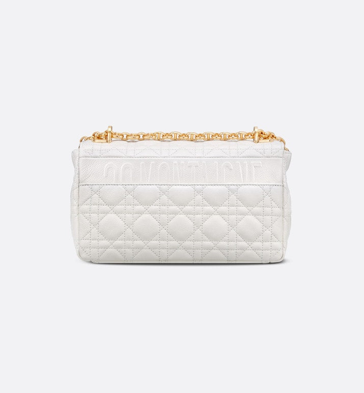 Small Luxury Dior Caro Bag Ivory Supple Cannage Calfskin