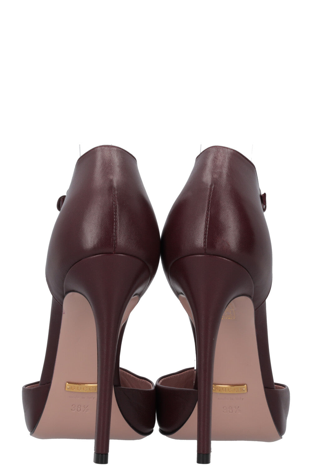 Luxury Gucci Trending 2025 Studded Heels Leather Bordeaux