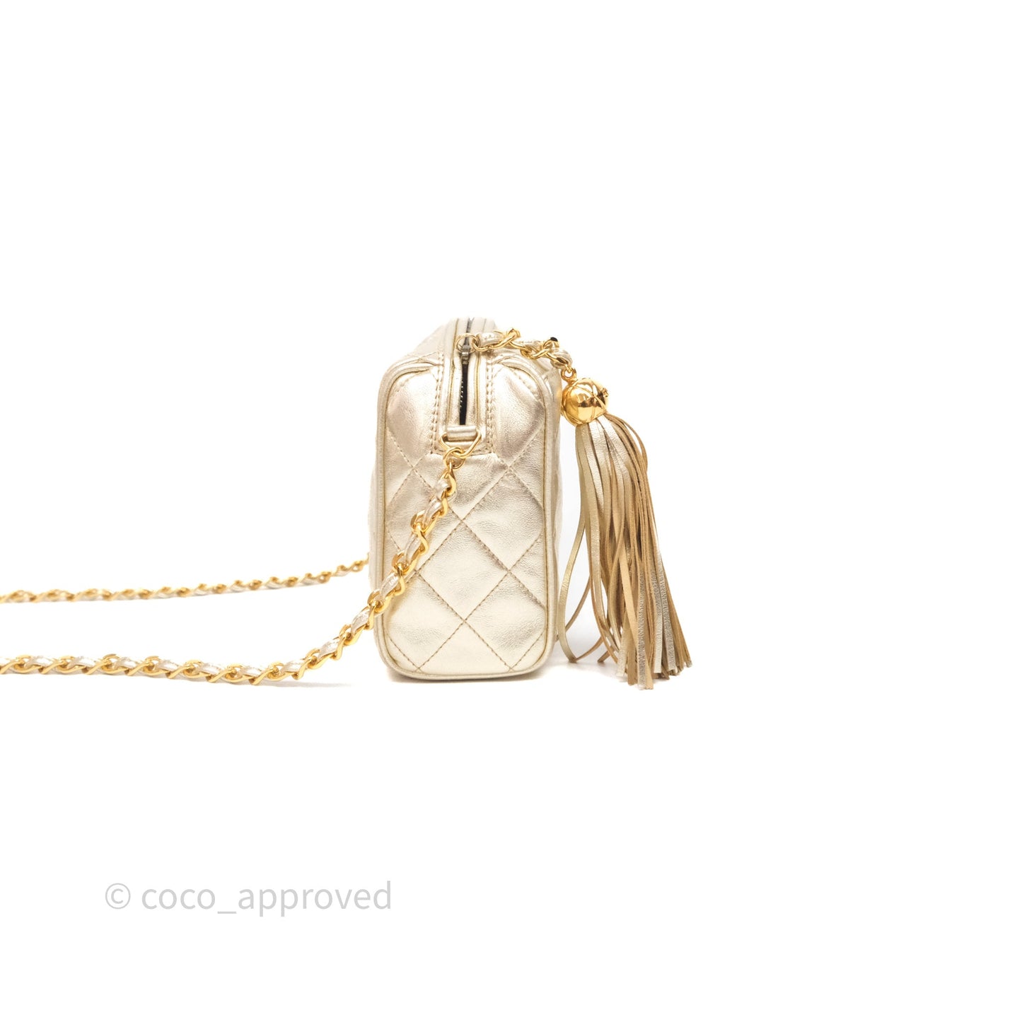 Chanel Vintage Camera Bag Gold Lambskin Gold Hardware
