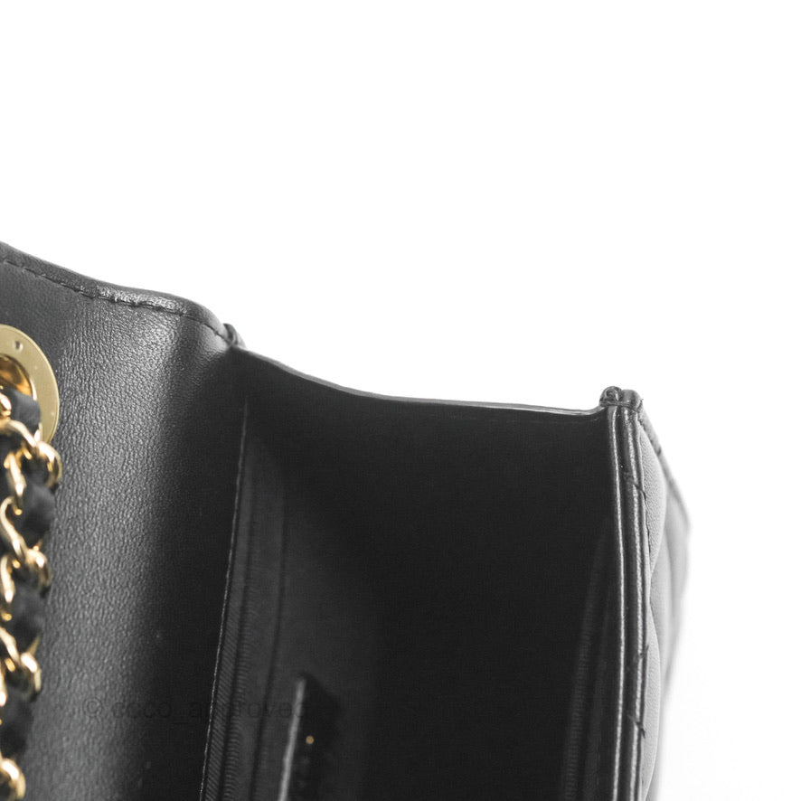 Chanel Small Quilted Trendy CC Clutch With Chain Black Lambskin Gold Hardware