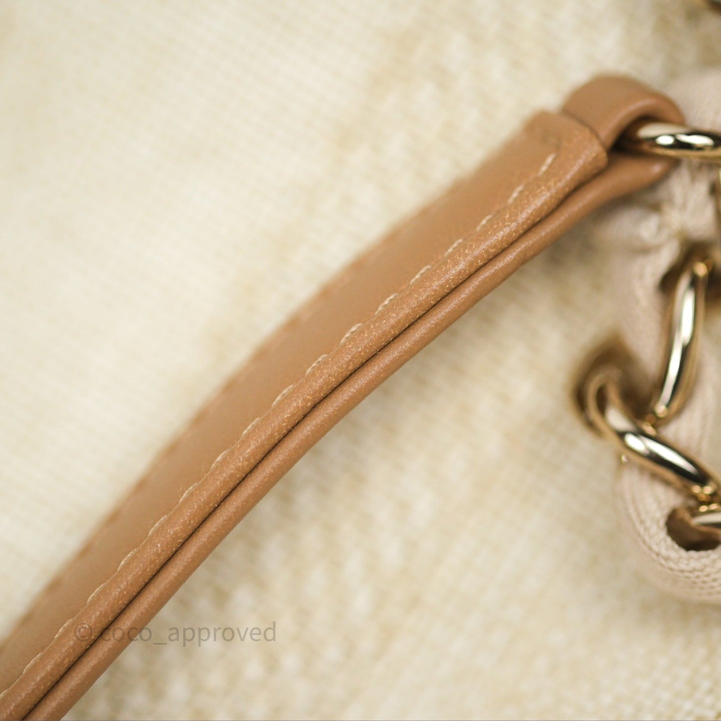 Chanel Large Deauville Beige Brown Tweed Gold Hardware