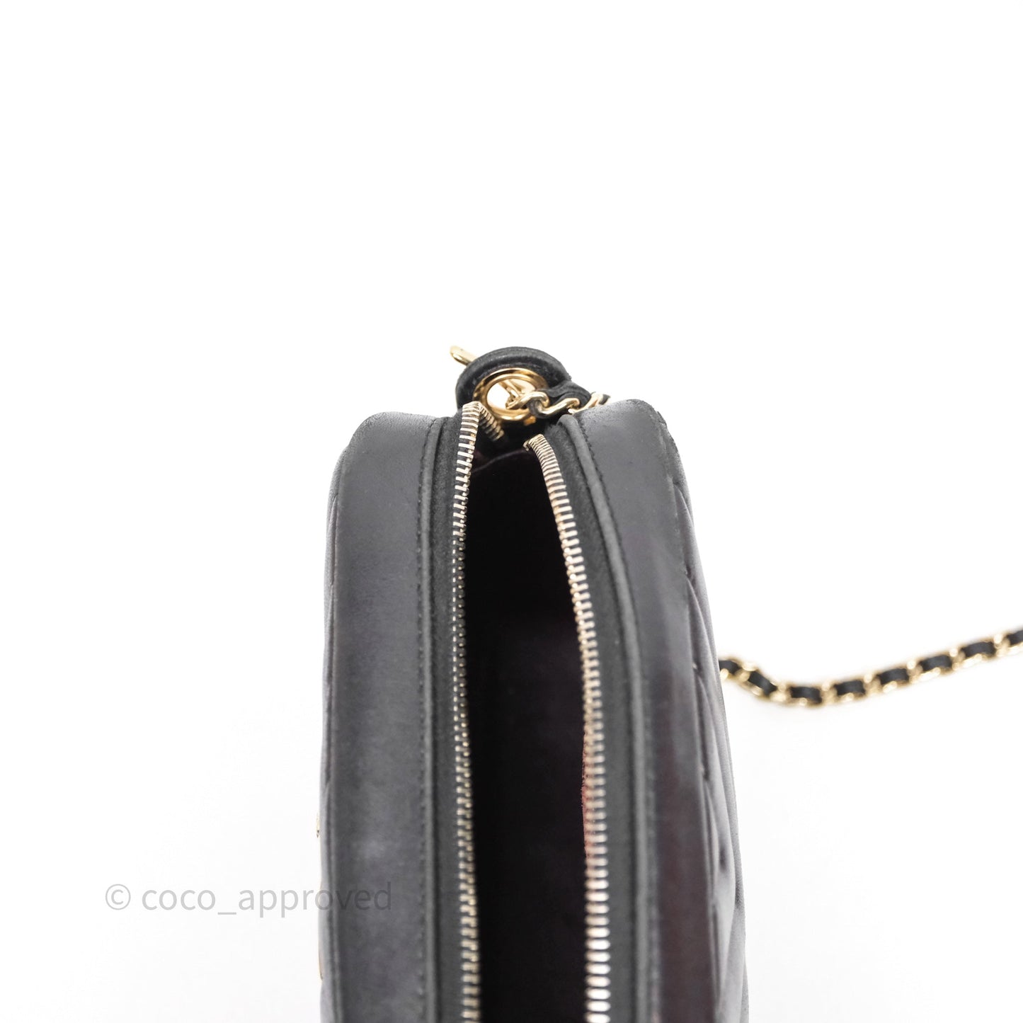 Chanel Chevron Camera Bag Black Lambskin Gold Hardware