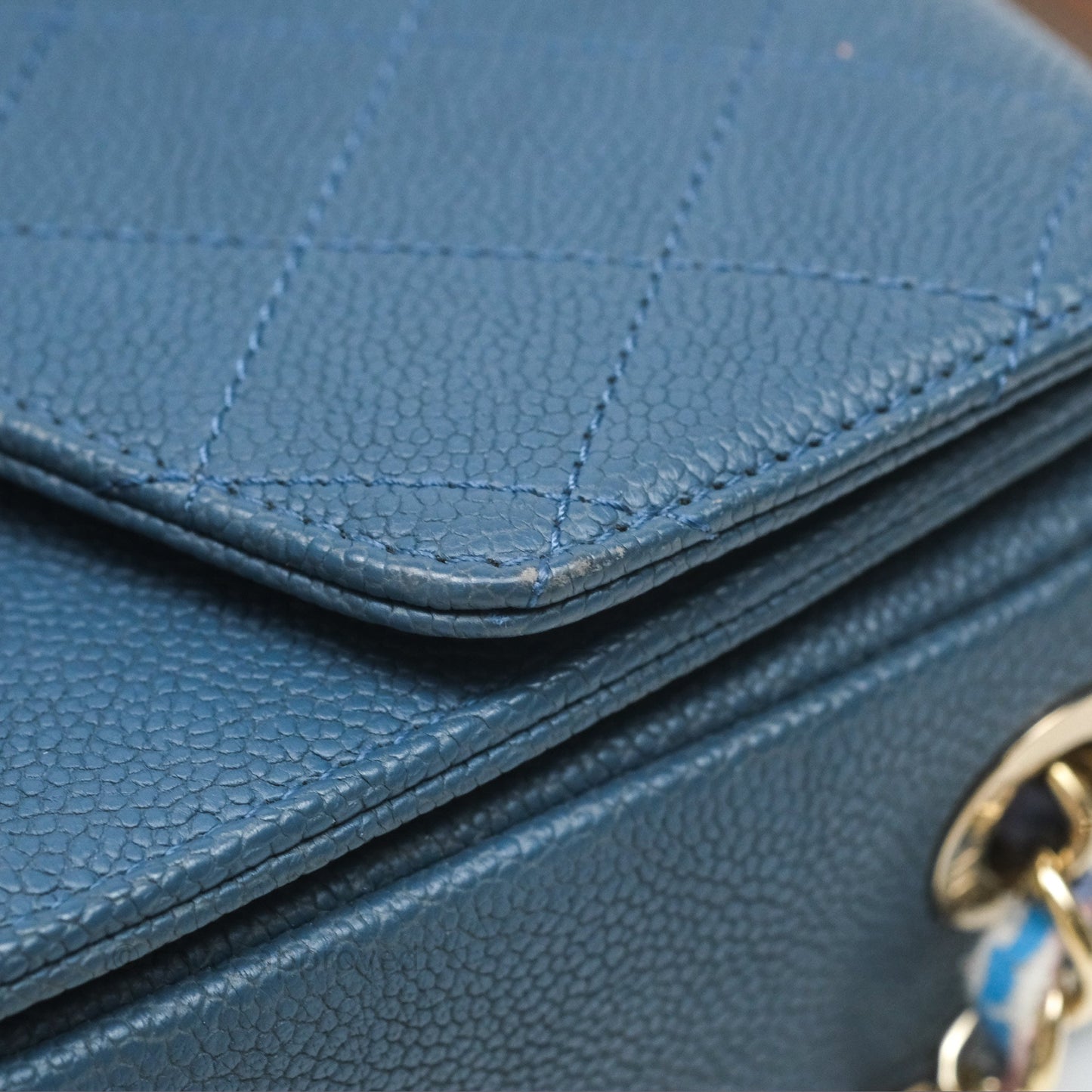 Chanel Medium Cuba Top Handle Flap Bag Blue Caviar Gold Hardware