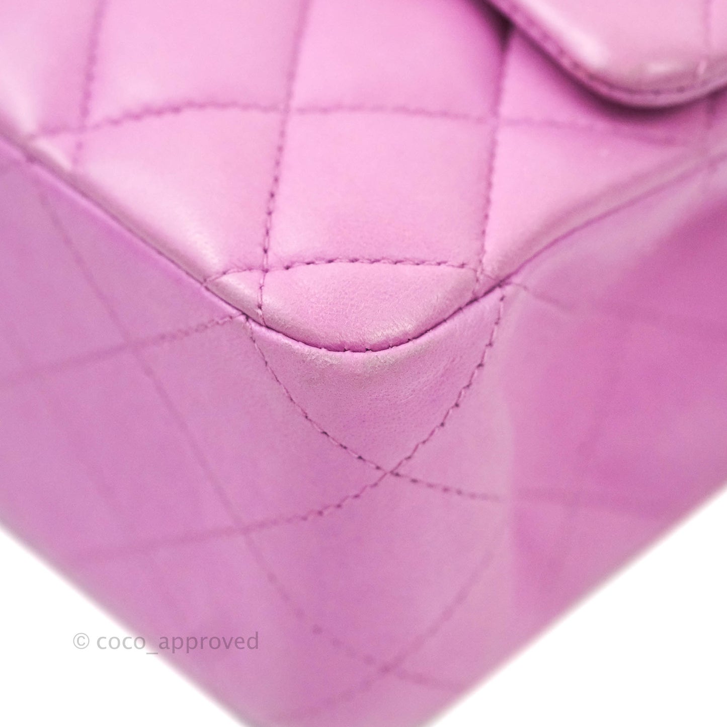Chanel Classic M/L Medium Double Flap Purple Lambskin Silver Hardware