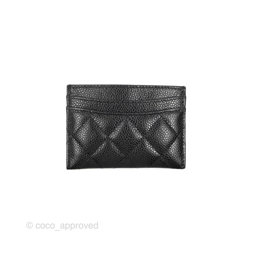 Chanel Classic Flat Card Holder Black Caviar Gold Hardware