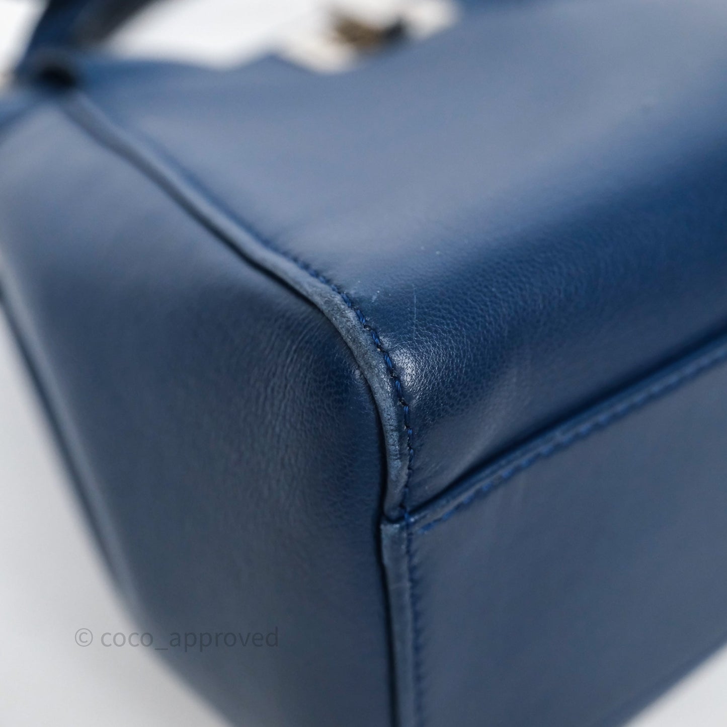 Fendi Nappa Mini Peekaboo Bag Blue Silver Hardware