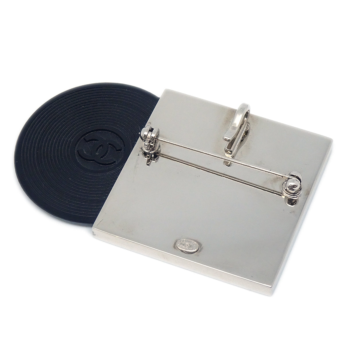Luxury Chanel Record Brooch Pin Silver 04P