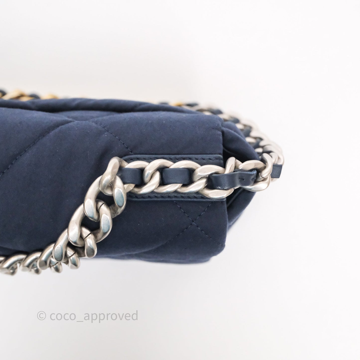 Chanel 19 Small Dark Navy Fabric Mixed Hardware