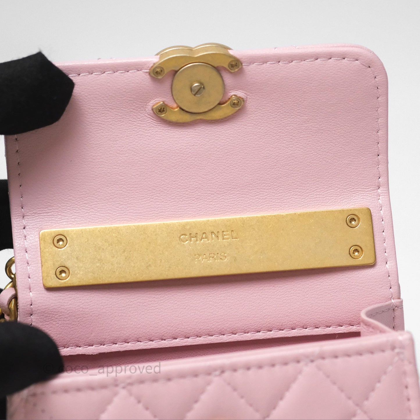 Chanel Mini Enamel Handle Clutch on Chain Pink Lambskin Gold Hardware 22B