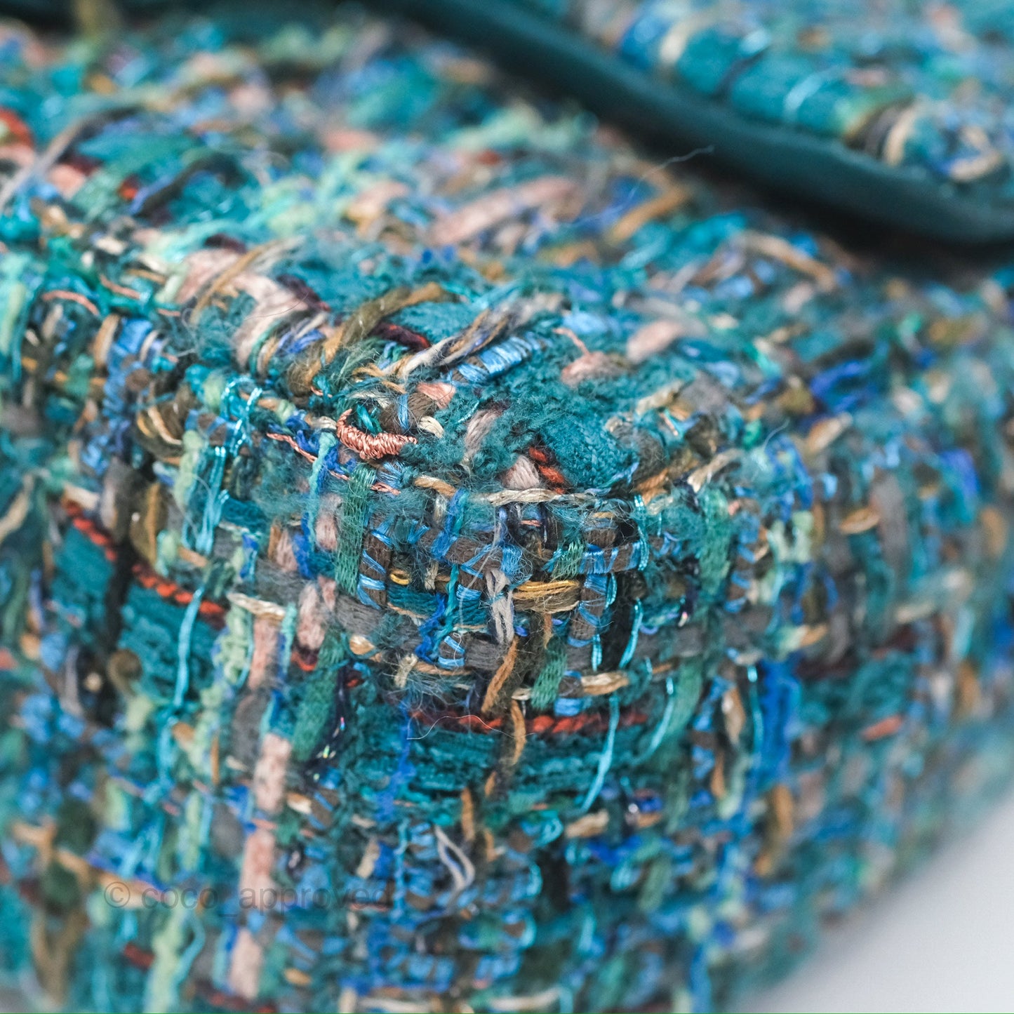 Chanel Mini Rectangular Flap Teal Tweed Gold Hardware