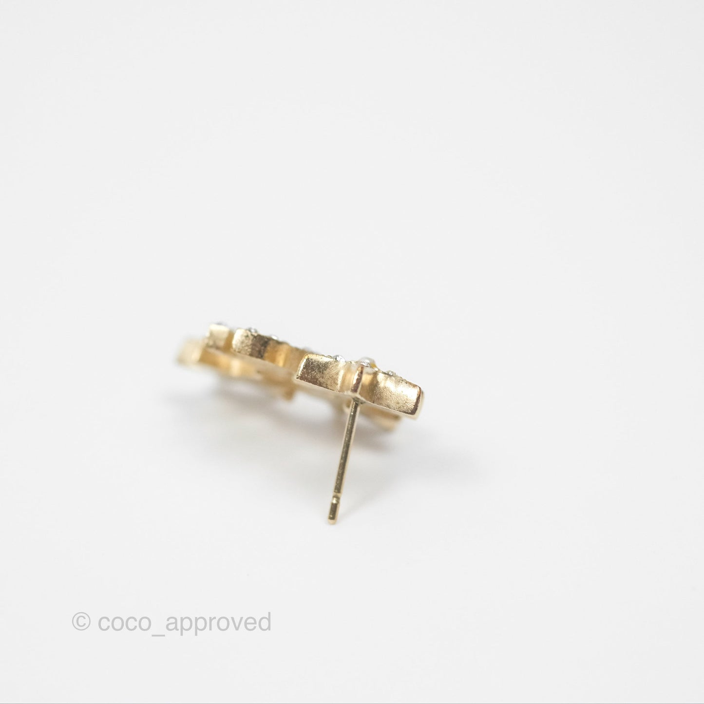 Chanel Crystal CC Star Earrings Gold Tone 15A