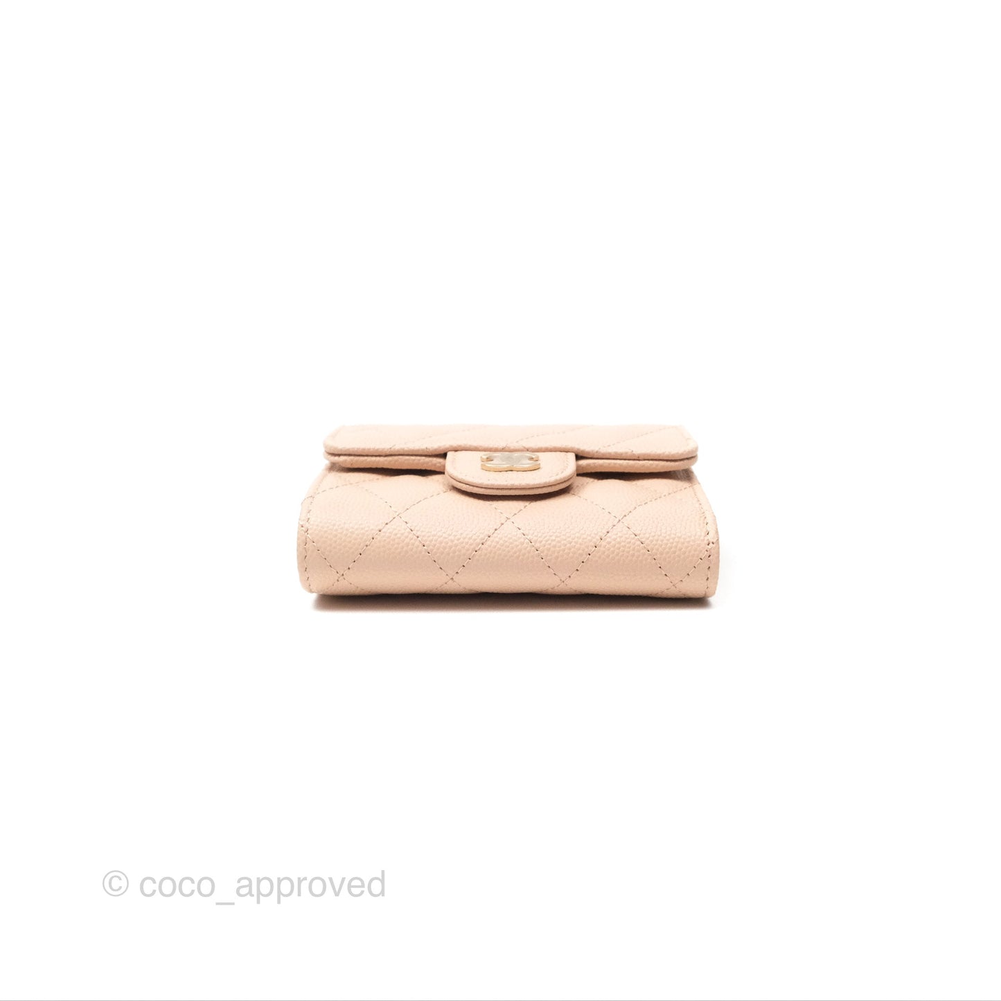 Chanel Classic Short Flap Wallet Beige Pink Caviar Gold Hardware