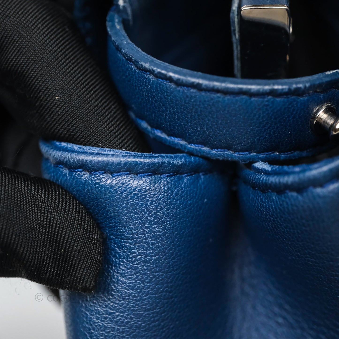Fendi Nappa Mini Peekaboo Bag Blue Silver Hardware