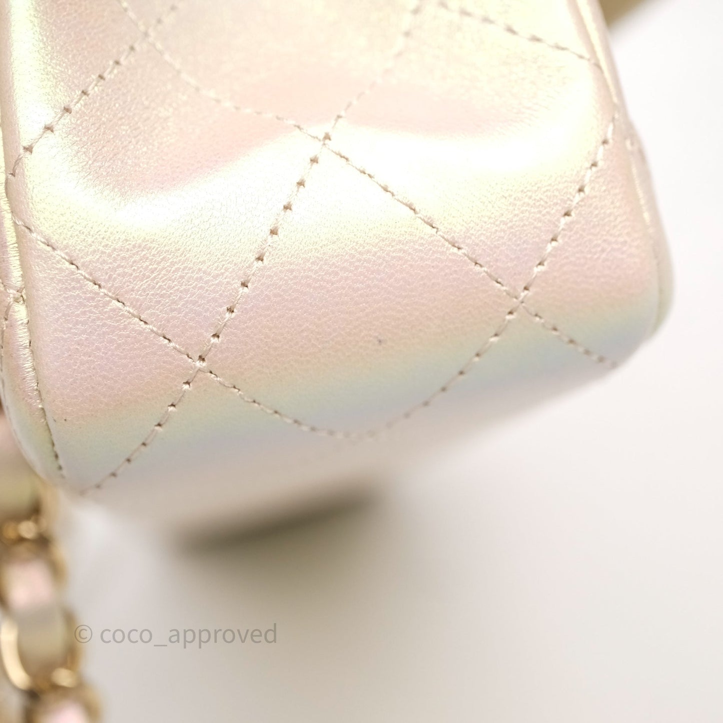 Chanel Classic Medium Double Flap Iridescent Beige Gold Hardware 21S