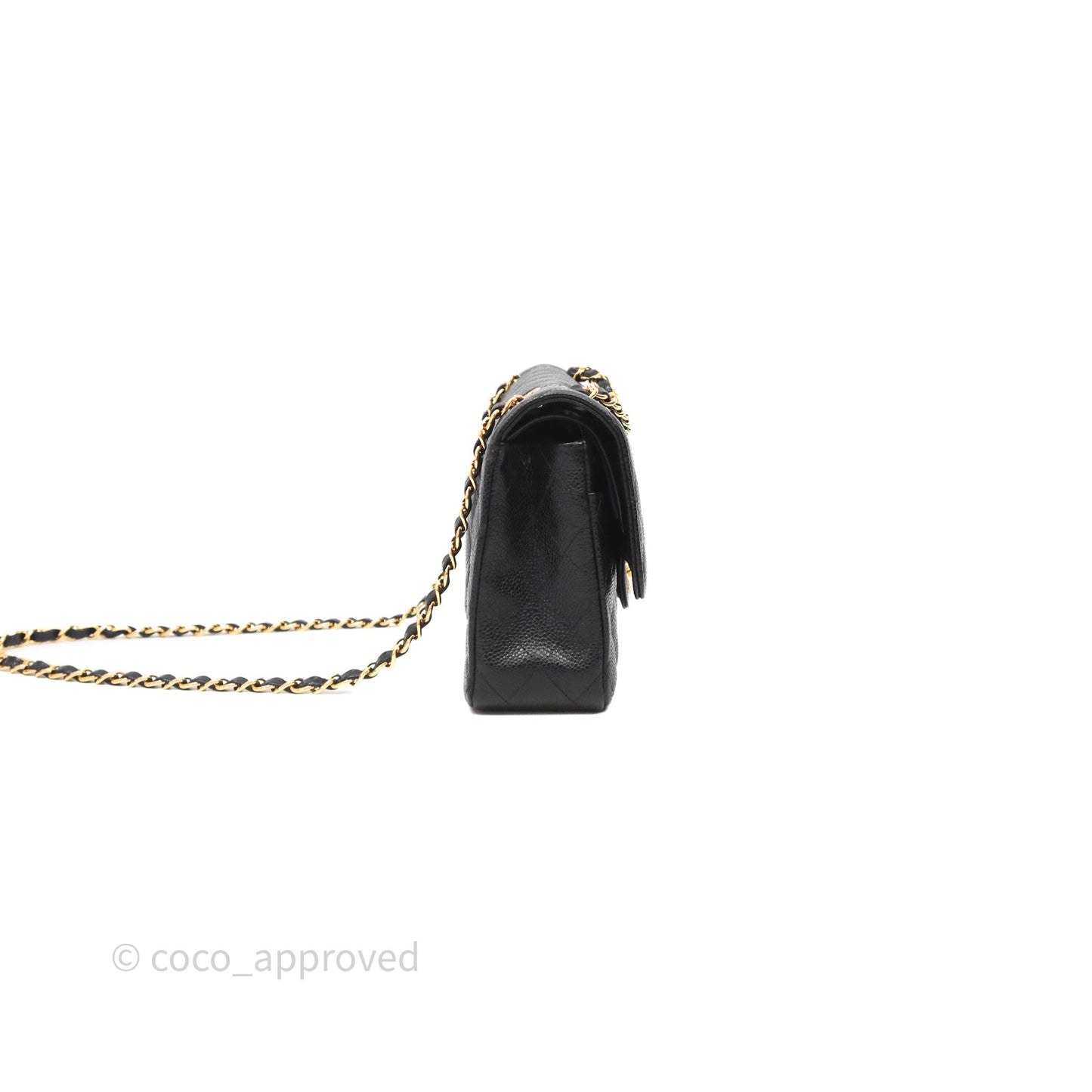 Chanel Classic M/L Medium Flap Quilted Black Caviar Gold Hardware