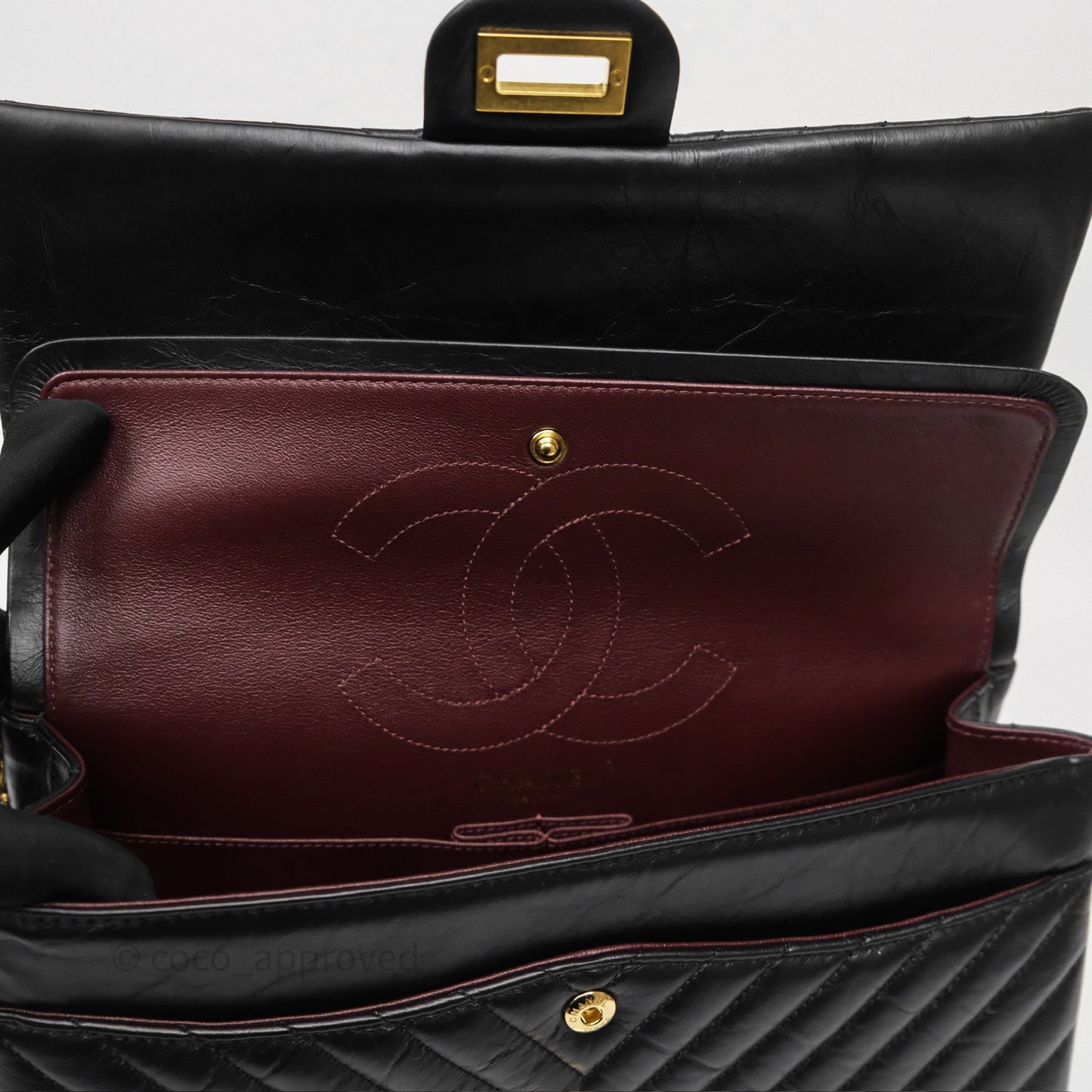 Chanel Reissue 226 Chevron Black Aged Calfskin Aged Gold Hardware