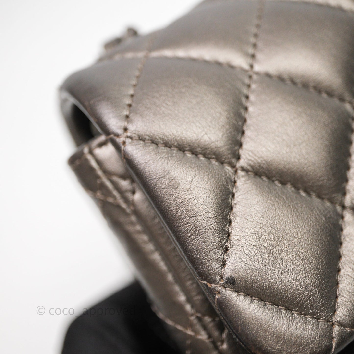 Chanel Mini Square Metallic Dark Grey Lambskin Dark Silver Hardware