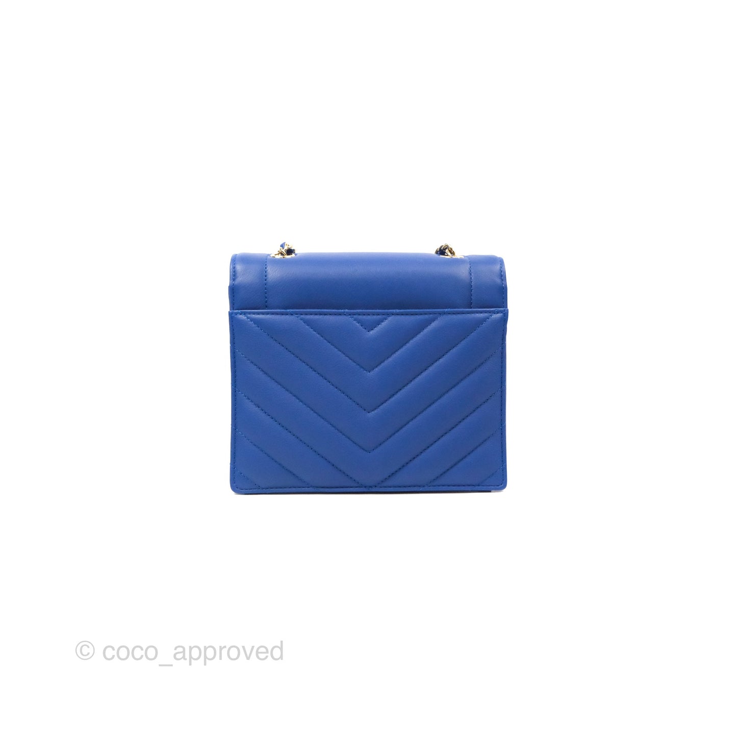 Chanel Chevron Square Envelope Flap Bag Royal Blue 19C
