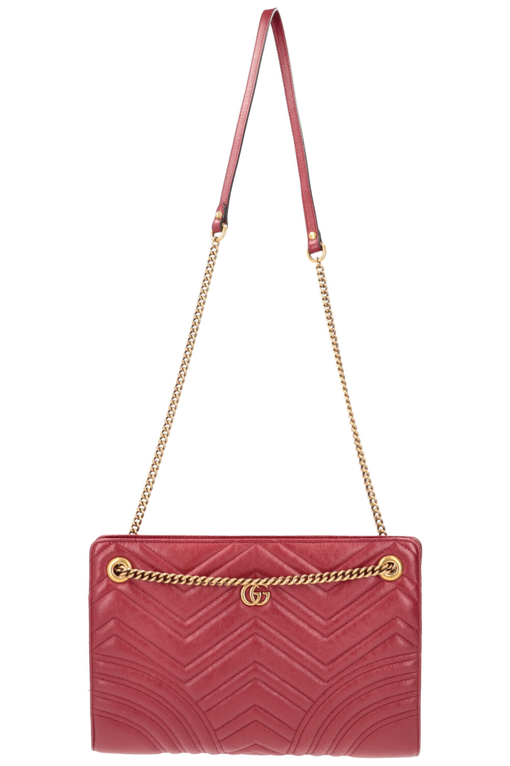 Luxury Gucci Trending 2025 Quilted Marmont Accordion Chain Crossbody Bag Red