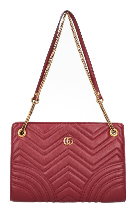 Luxury Gucci Trending 2025 Quilted Marmont Accordion Chain Crossbody Bag Red