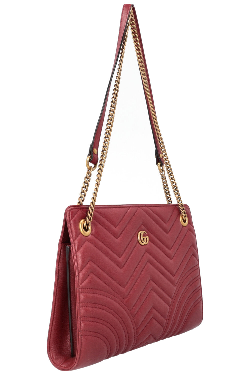 Luxury Gucci Trending 2025 Quilted Marmont Accordion Chain Crossbody Bag Red