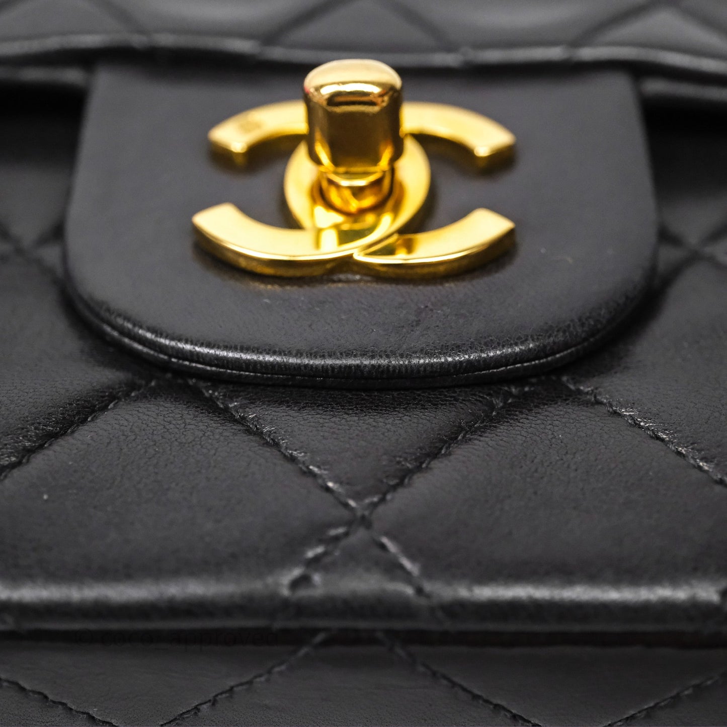 Chanel Vintage Lambskin Small Double Flap Bag Black Gold Hardware