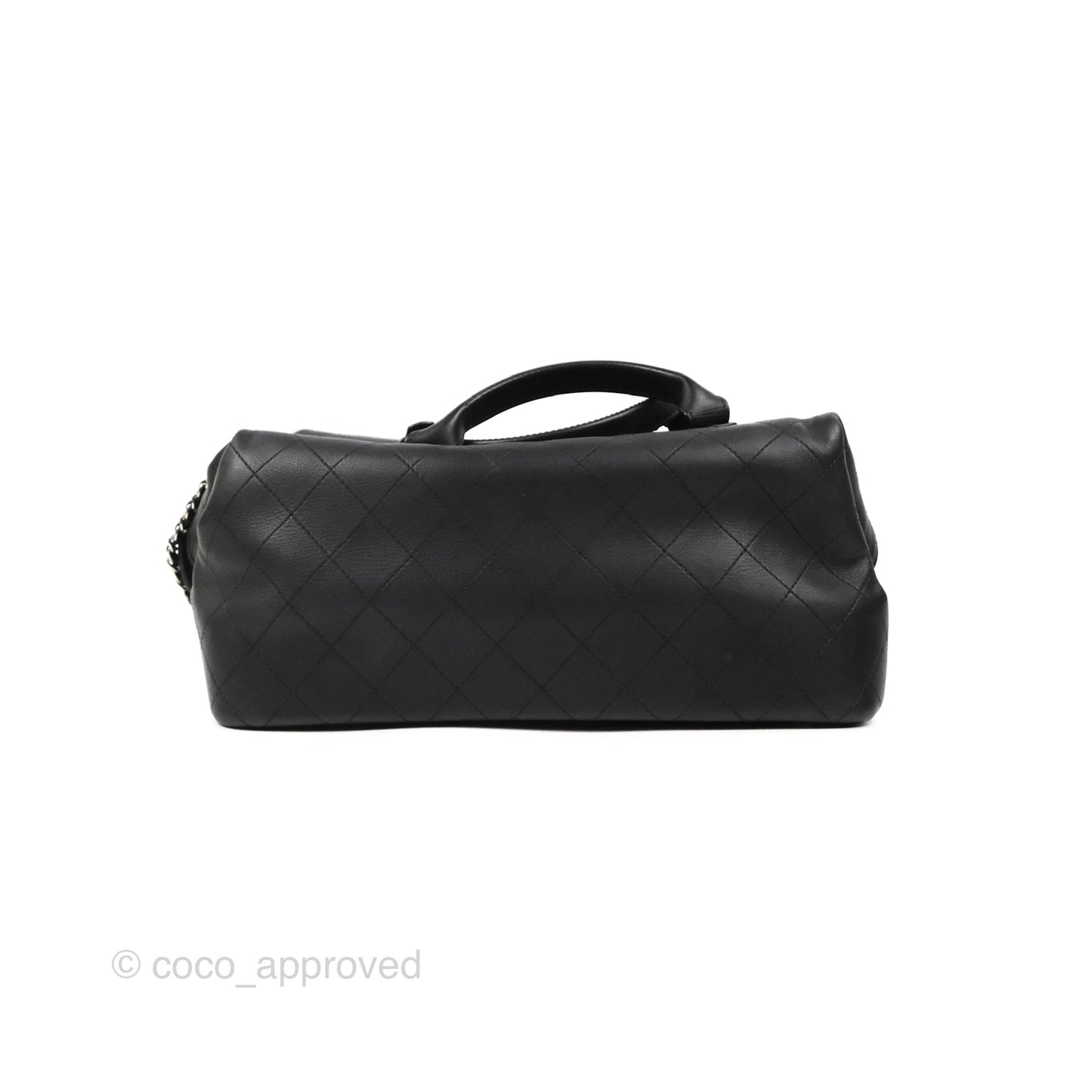 Chanel Flat Quilted Boston Bag Black Calfskin Silver Hardware