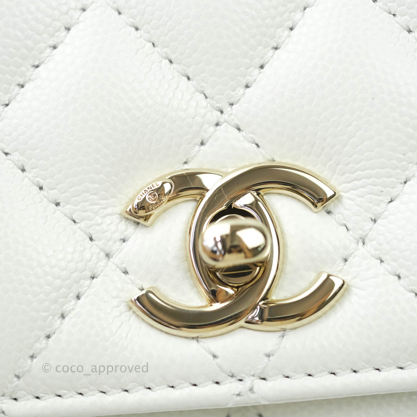 Chanel Extra Mini Coco Handle Quilted White Caviar Gold Hardware