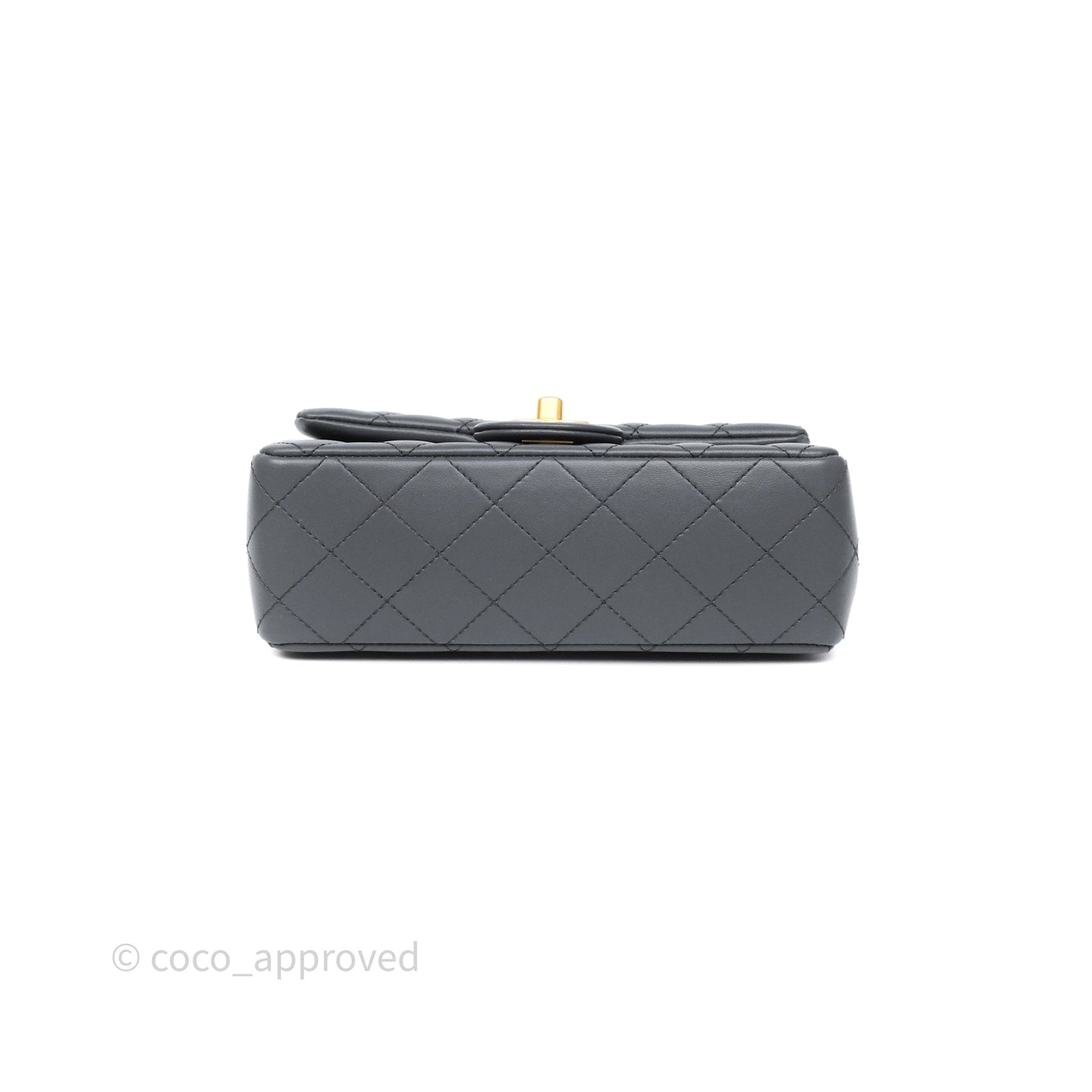 Chanel Pearl Crush Mini Rectangular Quilted Dark Grey Lambskin Aged Gold Hardware