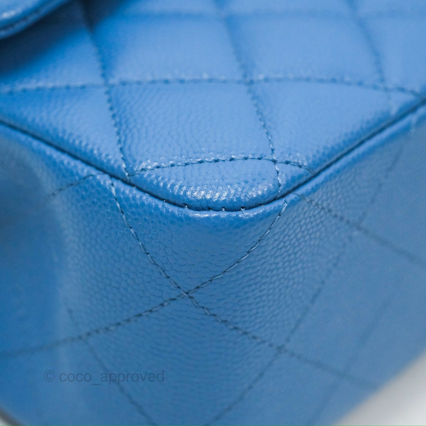 Chanel Classic M/L Medium Flap Quilted Blue Caviar Gold Hardware