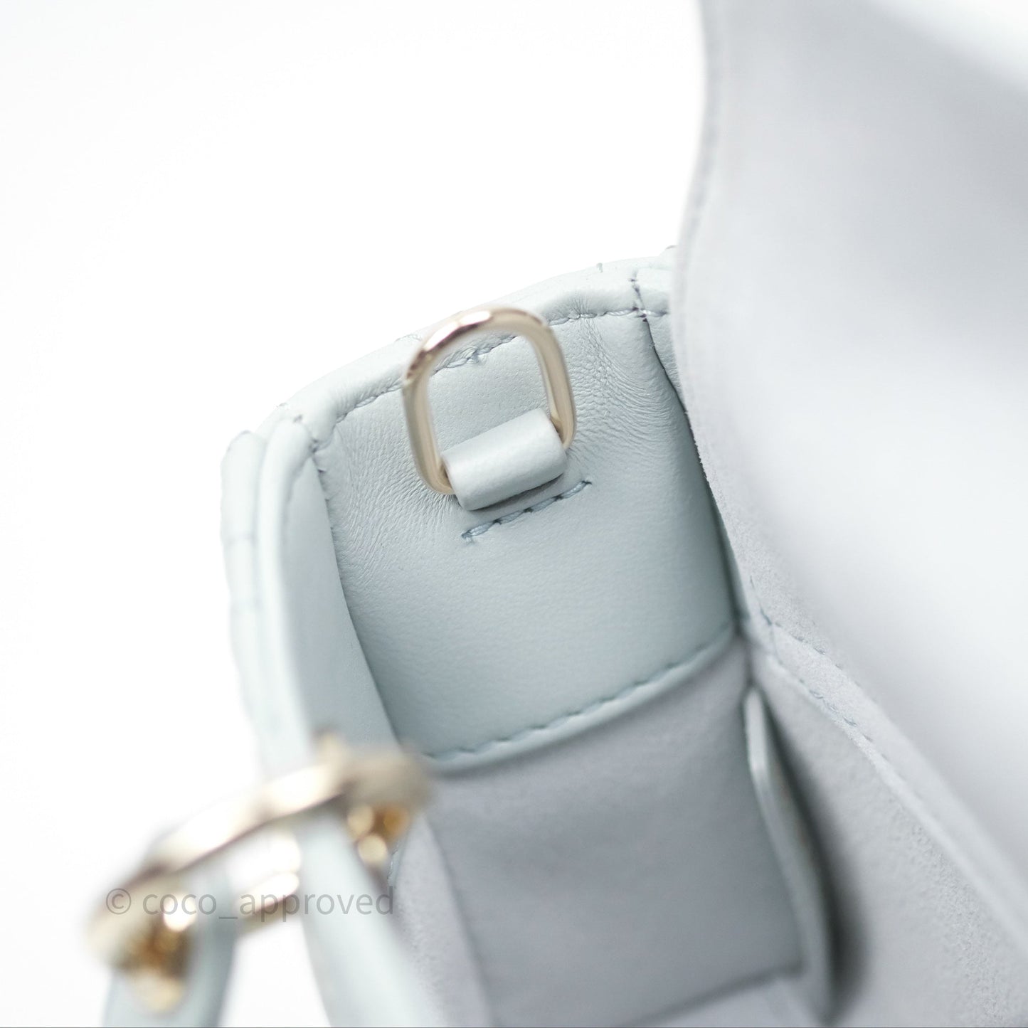 Christian Dior Micro Lady D-Joy Bag Baby Blue Lambskin Cannage Gold Hardware