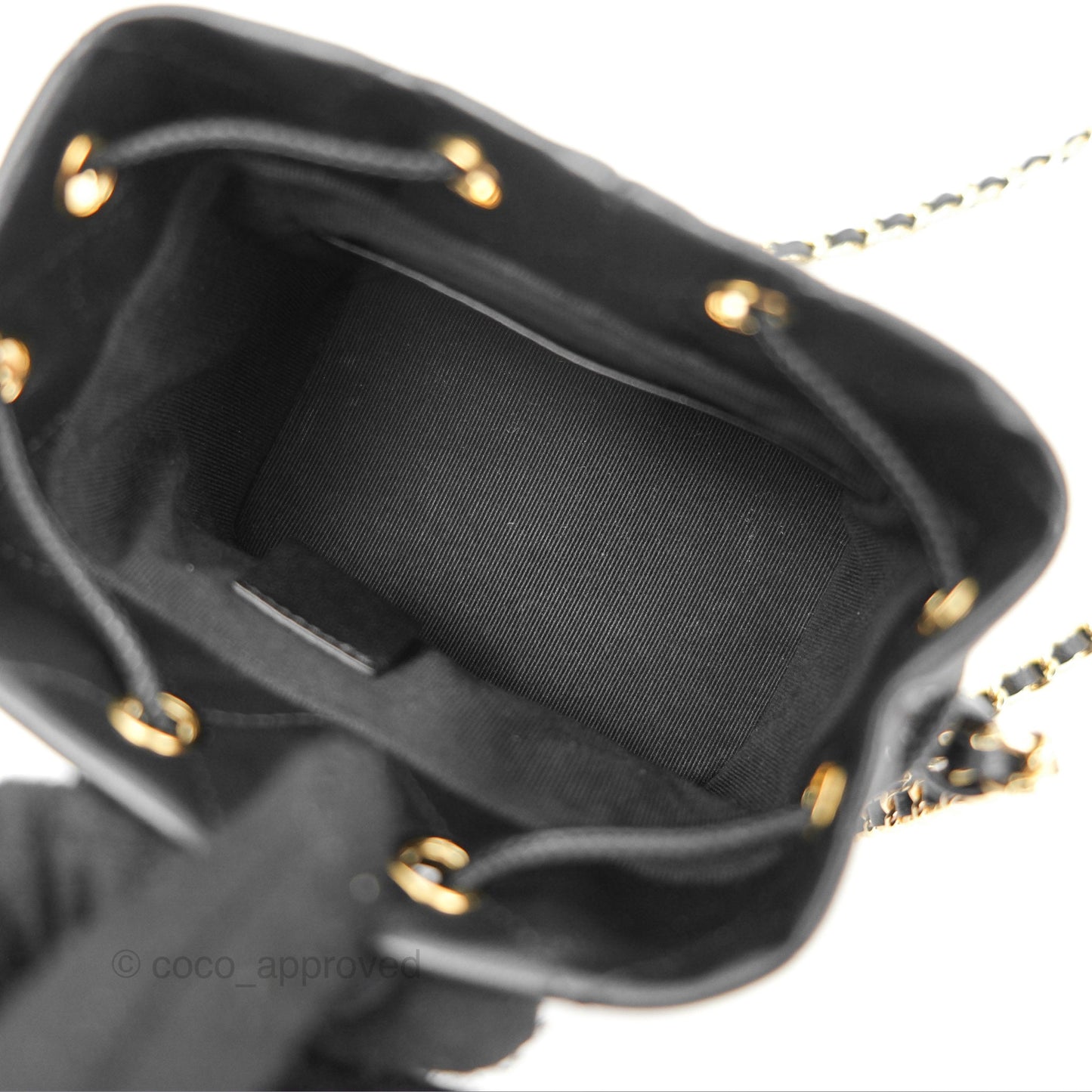Chanel Small Bucket With Chain Black Lambskin Gold Hardware
