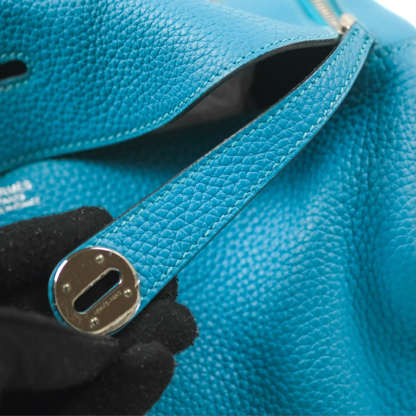 Hermès Lindy 34 Blue Paon Clemence Palladium Hardware