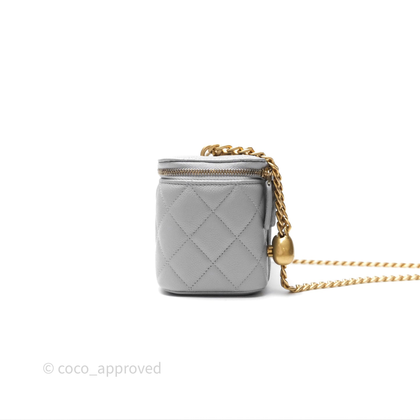 Chanel Vanity with Heart Adjustable Chain Grey Caviar Aged Gold Hardware